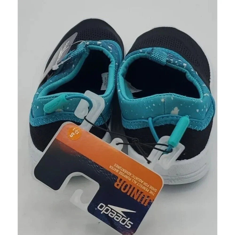 Speedo JUNIORS Girls Black Teal Aqua Skimmer Water Shoe Size Sm 13 - 1 New